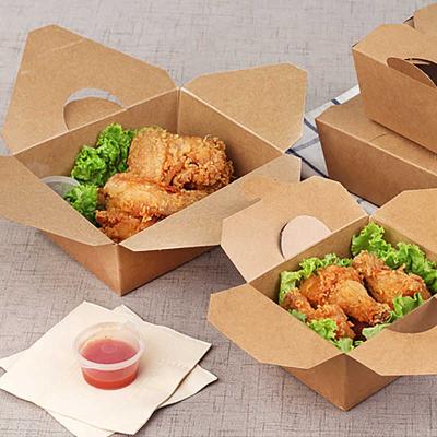 China Amazon Factory Wholesale Disposable Customs Services Brown Kraft Paper Portable Microwavable Outlet Boxes Fast Food Packaging Box for sale