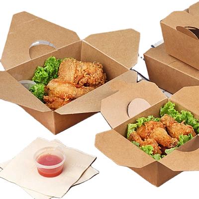 China Wholesale Disposable Leakproof Kraft Paper Take Out Boxes Customs Services Food Take Out Paper Box for sale