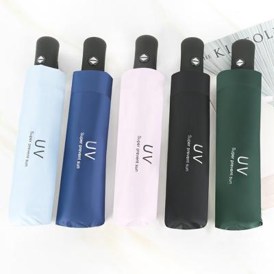 China Minimalist Wholesale Sunscreen Umbrella Anti-ultraviolet UV Version Of Forest Triple Umbrella Sun Rain 8 Ribs Business Umbrellas for sale