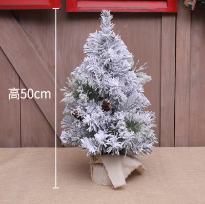 China Eco Friendly Wholesale Christmas Decoration Supplies Ornament Table Top Flocked Mini Christmas Tree for sale