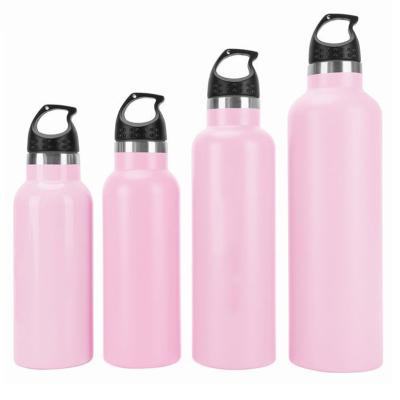 China Sustainable Pink 450/500/750/1000ml Insulated Sports Water Bottle Double Wall Stainless Steel Water Bottle Keeps Drinks Cold And Hot for sale