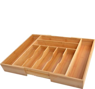 China Sustainable Bamboo Kitchen Drawer Adjustable Cutlery Tray Organizer with Fluted Drawer Dividers for Flatware and Kitchen Utensils 9 Slots for sale