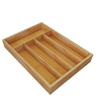 China Viable 5 Compartment Drawer Bamboo Organizer Tray for Flatware Cutlery Tray Bamboo Drawer Organizer Bamboo Best Hardware Organizer for sale