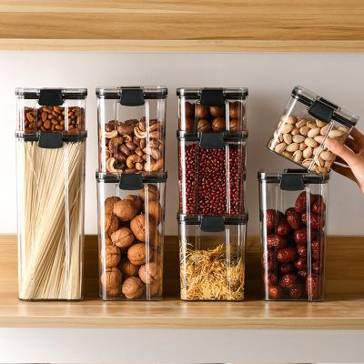 China Airtight Freshness Preservation Container Food Storage Cereal Box Set With Locking Lid For Sugar Flour Snack Food Grade Leakproof Clear Plastic for sale