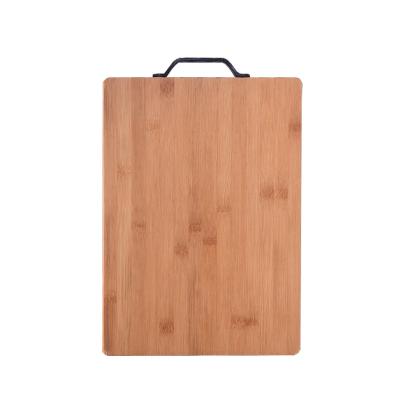 China Sustainable Carbonization Plastic Bamboo Cutting Board Handle Natural Bamboo Choppers For Kitchen Double Sided Use for sale