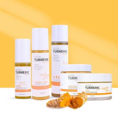 China Nourishing Whitening Customized Own Brand Facial Skin Care Set Whitening Turmeric Set Factory Acne Facial Skin Care 7 Piece Gift Set for sale