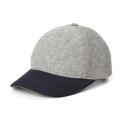 China JOINT Custom Gray Wool No Logo Baseball Cap With Brim Leather Baseball Cap for sale