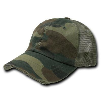 China Cotton COMMON Worn Military Baseball Caps Custom Distressed Camouflage Hat for sale