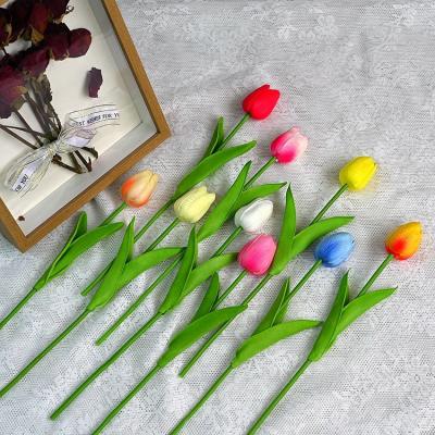 China PU Tulip Plastic Flower Soft Decoration Indoor And Outdoor Silk Flowers Colorful design flowers for sale