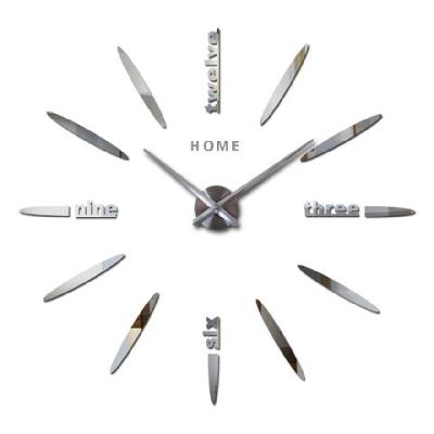 China 3D Modern DIY Acrylic Mirror House Wall Clocks Self-adhensive Stickers Big Decoration Wall Clock for sale