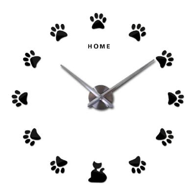 China 3D Diy Cute Cat Claws Modern Unique Wall Clocks Decor reloj de pared Sticker Living Room Modern Wall Clock for sale