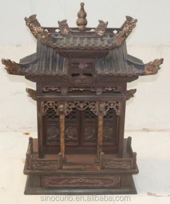 China Natural antique oriental hand carved solid wood Buddha niches for sale