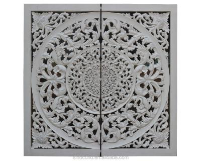 China Decorative Handmade Crafts Antiques Wood Carved Wall Art Screen Panels Interior Wall Panels for sale