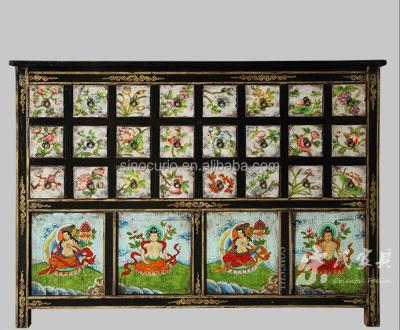 China Handmade antique Chinese medicine cabinet Tibetan cabinet with many drawers for sale