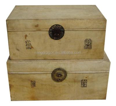 China Chinese antique style storage leather chest for sale