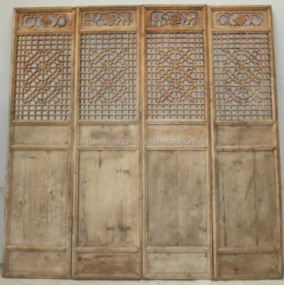 China Chinese Antique Folding Carving Wooden Screen Door for sale