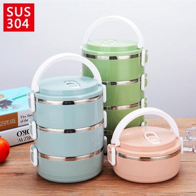 China Newest heat preservation style stainless steel 1/2/3/4 layer lunch box round tiffin box with thermal food carrier for sale