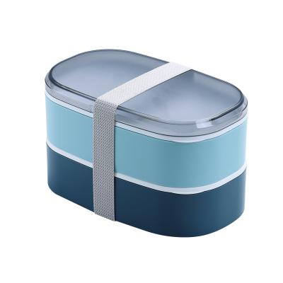 China Minimalist Simple Design 2 Layers Container Food Student Lunch Box Plastic Bento With Spoon And Chopsticks for sale