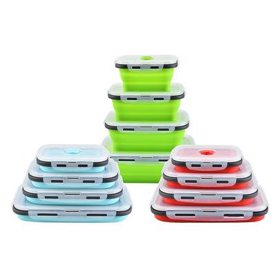 China Collapsible Storage Collapsible Silicone Food Containers Colorful Environmental Friendly 4 Pack Lunch Bento Box With Lid 350 for sale