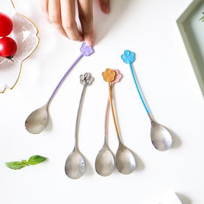 China Sustainable Cute Full Size Spoon Flower Handle Stainless Steel Design Dinner Spoon for sale