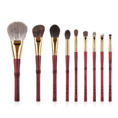 China Durable.skin-friendly MYDESTINY 9Pcs Red Rosewood Series Copper ferrule Professional Luxurious Makeup brush set Spot sale Factory wholesale for sale