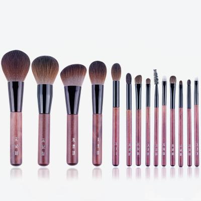 China Durable.skin-friendly MYDESTINY Natural hair Synthetic hair Aluminium tube Solid wood handle 14Pcs Hibiscus Series Makeup brush set Factory Spot sale for sale