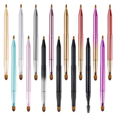 China Lip Gloss Brush Single head Pointed or Flat lip brush and Double head lip or concealer brush Portable Aluminum handle Colorful series Spot sale for sale