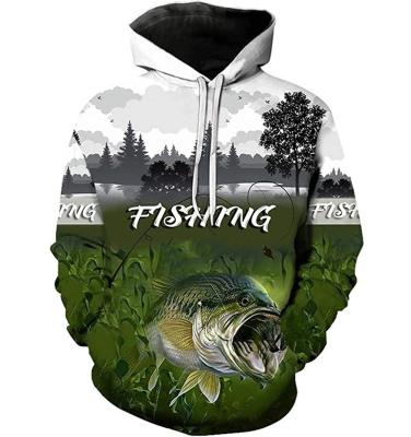 China Antibacterial OEM Customized Fashion 3D Logo Hoodies Unisex Digital Fishing Wear Mens Casual Pullover Hooded Sweatshirt Pockets Print Fish for sale