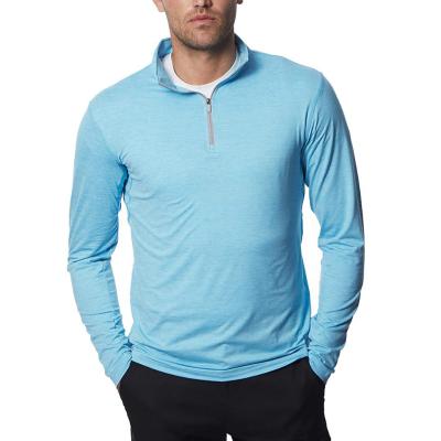 China Anti-wrinkle OEM Service High Quality Long Sleeve Men's Half Zip Golf Pullover for sale