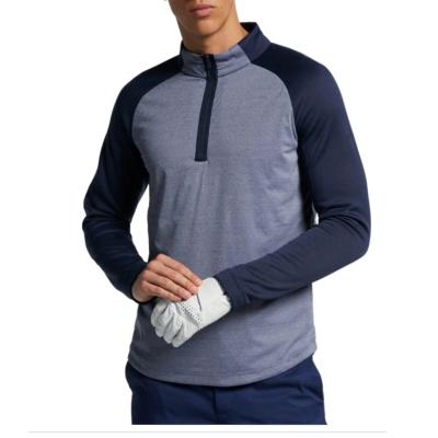 China Men's Anti-Shrink Long Sleeve Zipper Standing Quarter Golf Shirt Anti-Shrink Edge In The Back for sale