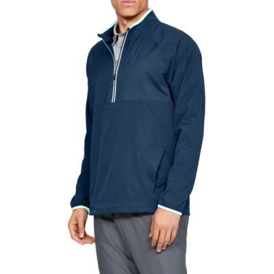 China Sustainable Mens Blue Gasoline Polyester Windstrike Golf Jacket With Half Zipper On Sale for sale