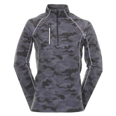 China Mi Viable Weight 1/2 Zip Pullover With Camouflage Design Mens Gym Wear T-shirt Polyester Golf Pullover / Spandex 1/2 Zip for sale