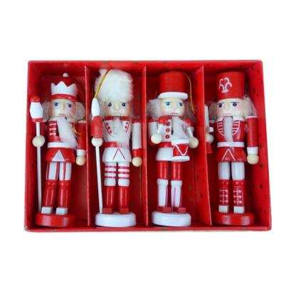 China Eco-Friendly Small Tin Soldier Doll 15CM Nordic Wooden Christmas Desktop Ornaments Four Color Nutcracker Soldier Set 4 for sale