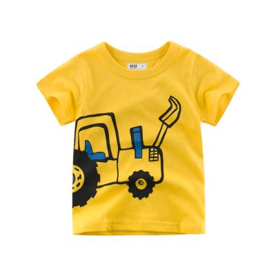 China Wholesale Anti-Shrink Accept High Quality OEM Service Baby Cartoon Car Pattern T-shirts Kids Boy 100 Cotton for sale