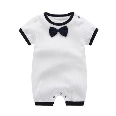 China Handsome Babt Sweatshirt Boy Clothes Wholesale Newborn Baby Romper Kont Baby Rompers Cotton Crawler Overalls High Quality With Knitted Bow for sale