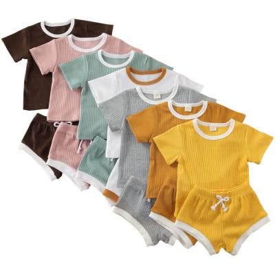 China Wholesale Casual Boys Shop Sets Shorts For Shorts Summer Baby Clothes Sets Boys Girls Rib Kids Clothing Set for sale