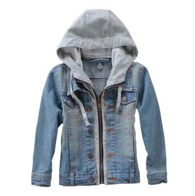 China Wholesale Boys And Girls Denim Jacket Big Kids Tops Breathable Jacket With Hood For 1-14 Years Old Kids for sale