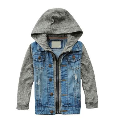 China Wholesale New Children's Clothing Boys Denim Contrast Color Sleeves Jacket Children Teenagers Lattice Breathable Jacket for sale