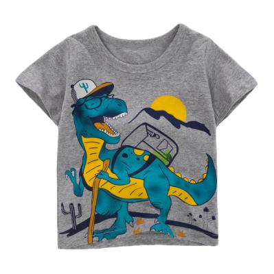 China New summer 2-7Y children's anti-pilling cartoon dinosaurs printing 100% cotton short shirt boy's T-shirt T-shirt for sale