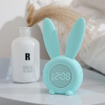 China Silent Calendars Bedroom Fun Rabbit Electric Wake Up Night Light Wall Magnet Kids USB Battery Alarm Clock Table Temperature With Lights for sale