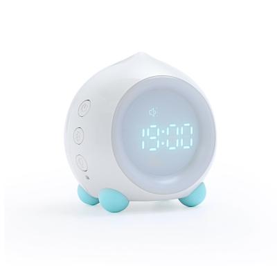 China Mini Baby Kids Radio Cute Musical Digital Sleep Trainer Lamps Music Alarm Clock Pink Night Light For Children for sale