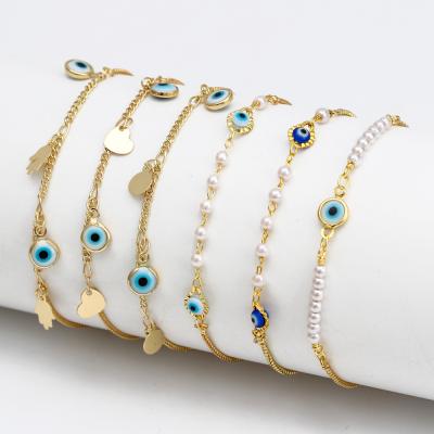 China TRENDY European Devil's Eye Charm Bracelet Fashion Blue Eyes Holiday Beach Ornament Turkish Evil Eyes Bracelet for sale