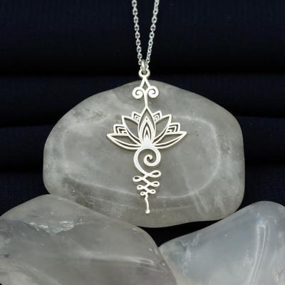 China New Hot Selling Fashion TRENDY Lotus Flower Pendant Necklace Simple For Women Girls for sale