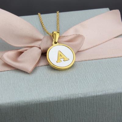 China New Bohemian Initial Letter A-Z Pendant Necklace Stainless Steel Charm Necklace With Gold Chain for sale