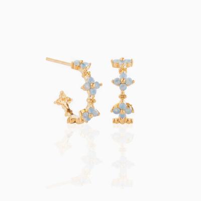 China Trendy Korean Initial Jewelry Personality Jewelry Fashion Fine Wind Central Institute of Statistics Wind Blue Flower Earrings For Women for sale