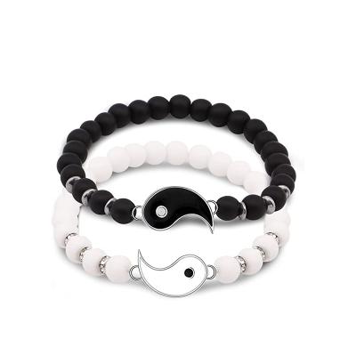 China Wholesale hot sale FASHIONABLE chat Tai Chi Bracelet Yin Yang couple handmade beaded bracelets for sale