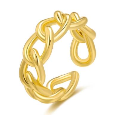 China Office/Career Fashion Unisex Creative Hollow Trend Gold Plated Chain Rings Personalized Adjustable Party Pinky Ring for sale