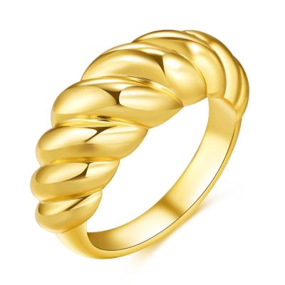 China Office/Career Creative Retro New Threaded Rings 18K Gold Plated INS Crescent Dome Seal Twist Rings for sale