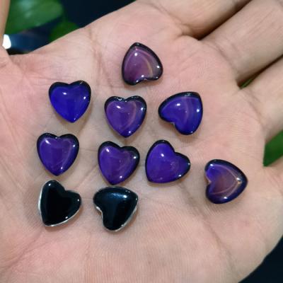 China Crystal Cool Handmade Color Change Temperature 12MM Heart Round Oval Glass Mood Stone Bead For DIY Jewelry Making for sale