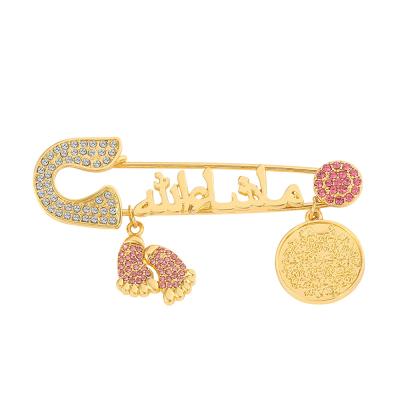 China 2021 Muslim Cartoon Alloy Plating Geometric National Color Matching Brooch Pin for sale